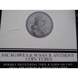 Whitman 3 Whitman Sacagawea Small Dollar Round Plastic Coin Storage Tubes Screw On Caps