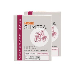 Hobe Labs Cran-Raspberry Tea - Natural Herbal Infusion for Body Balance and Refreshment - Caffeine-Free (48 Tea Bags)