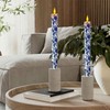 Chinoiserie LED Candles Remote Candlesticks-10inches Blue and White Battery Operated
