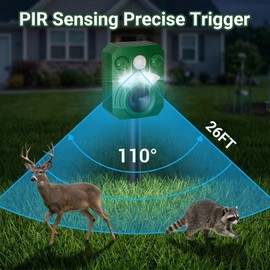 Deer Repellent Device 2 Pack Cat Repellent Outdoor Dog Repellent for Yard Solar Animal Repeller Ultrasonic Squirrel Repeller Waterproof Racoon Fox with Motion Activated Sensor Flashing Light 5 Modes