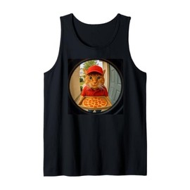 Orange Tabby Cat Pizza Delivery Peephole Tank Top