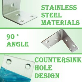 Caremore Corner Brackets Stainless Steel L Brackets, , 20-Pack, Heavy Duty Corner Braces for Furniture and Shelving