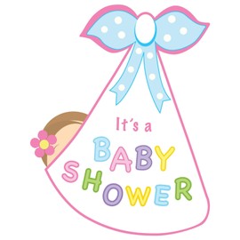 Cute News Baby Shower Party Stork Bundle Banner, Its a Girl Door Sign, Welcome Home Newborn Decoration, Greeting Card, Birth Arrival Wreath