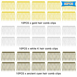 30Pcs Hair Clip Combs Metal Wire Hair Combs Wire Twist Comb Bridal Wedding Veil Combs 39x54mm Hair Clip 10 Teeth for Women Girls Decorative Jewelry Making DIY Crafts (3 Colors, without holes)