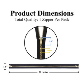 Mandala Crafts 2 Way Zipper – Heavy Duty Two Way Zipper with Two Way Jacket Zipper Pull - #10 Dual Metal Separating Med Weight 2 Way Metal Coat Zipper for Sewing Crafts Brass 20 Inches