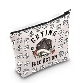 Novelty Gamer Gift Novelty D Dragon Dice Makeup Bag DND Accessories DND Dice Zipper Bag Dungeons Gift Dragons Lover Gift DM Cosmetic Bag DND Accessories for Players (Crying Bag CA)