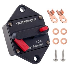 Ampper 60A Circuit Breaker, Panel Mount DC 12V-48V Waterproof Thermal Circuit Breaker Fuse with Manual Reset/On-Off for Boat Trolling Motor Auto Audio Solar and More