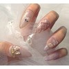 [In-store special discount] Light pink gold point quilting handmade nail
