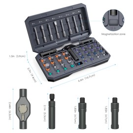 AMIR 42 in 1 Ratchet Screwdriver Kit with 40 PCS Magnetic Bits, Repair Screwdriver Set with Rotatable Ratchet Handle, Versatile Ratchet Handle Screwdriver Set with Carry Case(Gray)