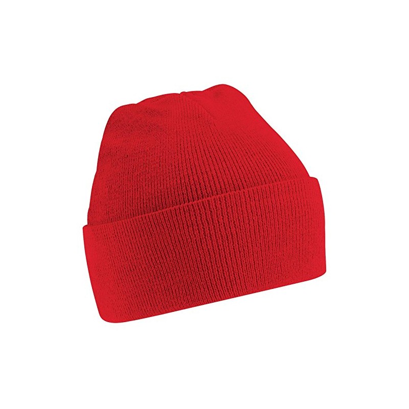 New Beechfield Childrens Kids Winter Knitted Beanie Hat Classic Red