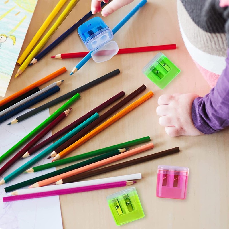 Catelves 8 Pieces 4 Colours Pencil Sharpener with Container, Sharpener