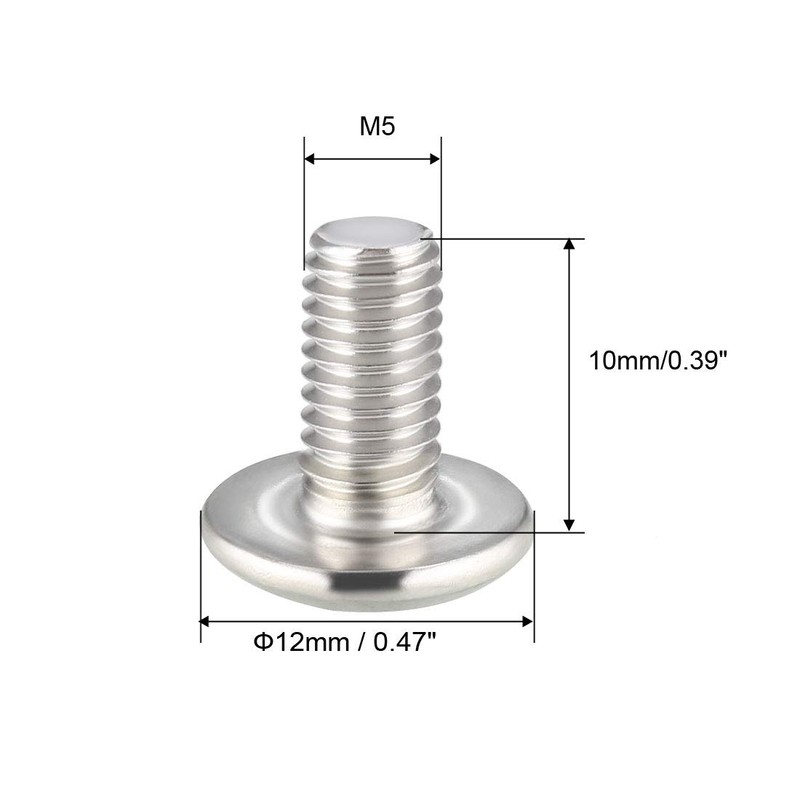 sourcing map Machine Screws, M5x10mm Phillips Screw, 304 Stainless Steel,