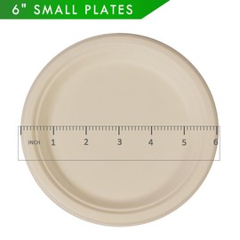 GreenWorks 200 Count 6“ Small Compostable Dessert Plates, Heavy-duty Unbleached Biodegradable Bagasse and Bamboo fiber Paper Plates … | GreenWorks