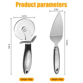 MISHURACLES Stainless Steel Pizza Wheel & Spatula Set - Perfect for Slicing and Serving Pieces Pizza, Pizza Cutter with Finger Guard