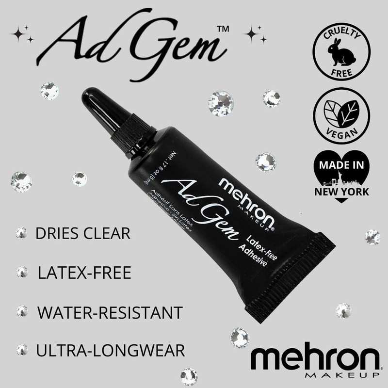 Mehron Makeup AdGem Adhesive | Rhinestone Glue | Latex-Free Eyelash