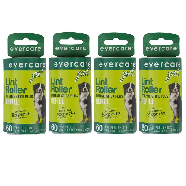 Evercare Extra Sticky Pet Lint Roller Refill 60 sheets - Pack of 4