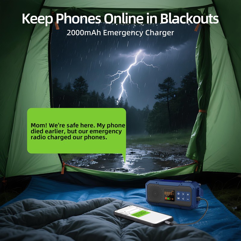 Emergency Weather Radio with IPX5 Waterproof Portable Bluetooth Speaker,USB-C Solar