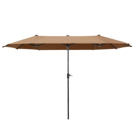 HERA'S PALACE 13 ft Large Patio Umbrella Double-Sided Outdoor Market Umbrella for Poolside Lawn Garden Powerful UV Protective, Tawny