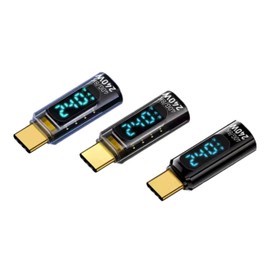 HiEmbedLogic USB C 8K 40Gbps Mini Digital Meter USB 4.0 Type-C Extension Adapter Display Voltage Current Power 240W Three Color- 3 pcs