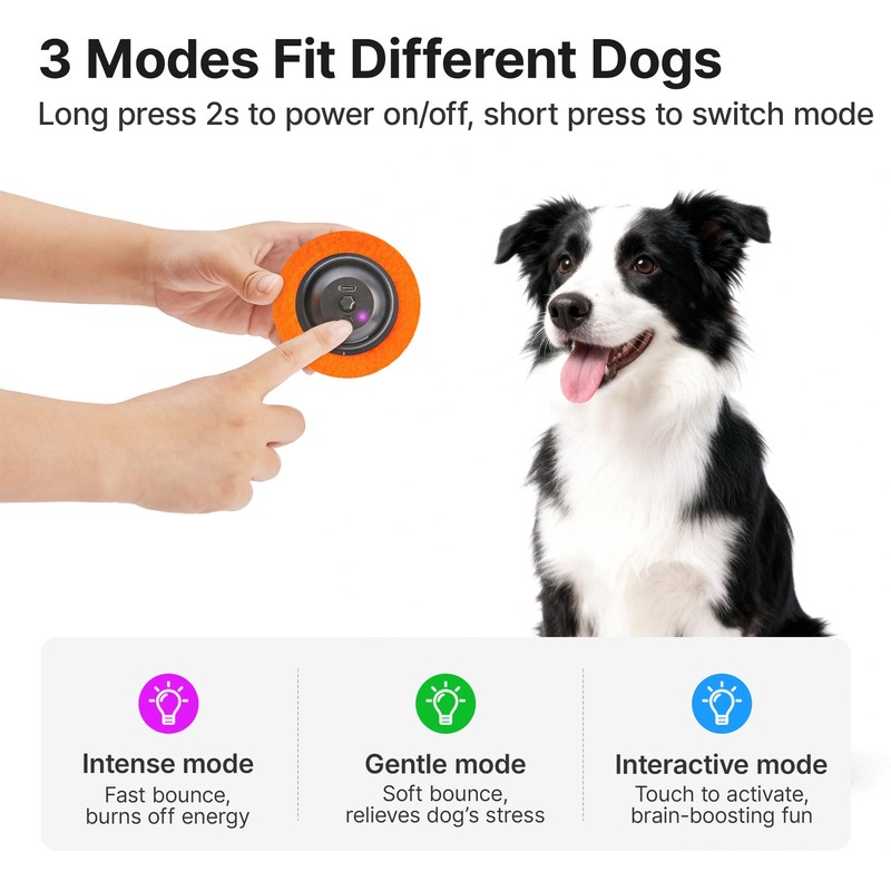 Potaroma Dog Ball Toys with Rope, Interactive Motion Activated 3