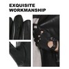 LIBO Genuine Leather Driving Gloves for Men Women, Unlined Full