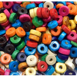 250 x Wooden Beads 8 mm Ring with Hole Colourful Donut Wood Beads for Threading Bead Mix for DIY Jewellery Making Wood Beads H55