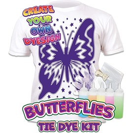 Splat Planet Butterfly Tie Dye Kit Five Colours Fabric Fabric Dye Make Your Own Tie Dye T-Shirt - White
