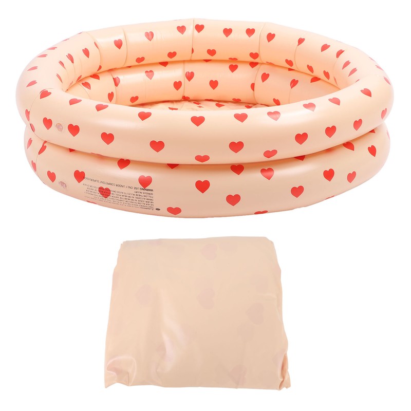 Round Inflatable Swimming Pool Vintage Heart Pattern Thicken Kids Paddling