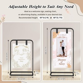 JIAOLUOLI Wedding Welcome Sign Stand, Adjustable Welcome to Our Wedding Sign Holder,Heavy Duty Easel Stand for Sign, Wedding Seating Chart Stand, Easel for Display (Black)