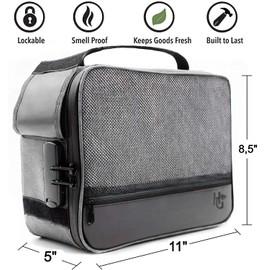 Herb Guard Extra Large Smell Proof Case with Combination Lock (Smell Proof Box Holds Herbs, Spices, Teas and Dried Foods) Comes with Smell Proof Jar, Built In Tray, Travel Bags