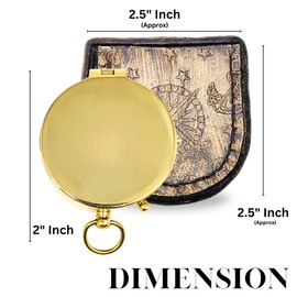 Antique Style Brass Compass with Smooth Lid - Pocket Navigation Tool with Chain and Wooden Box, Perfect for Collectors, Travelers, and Nautical Decor -2inch