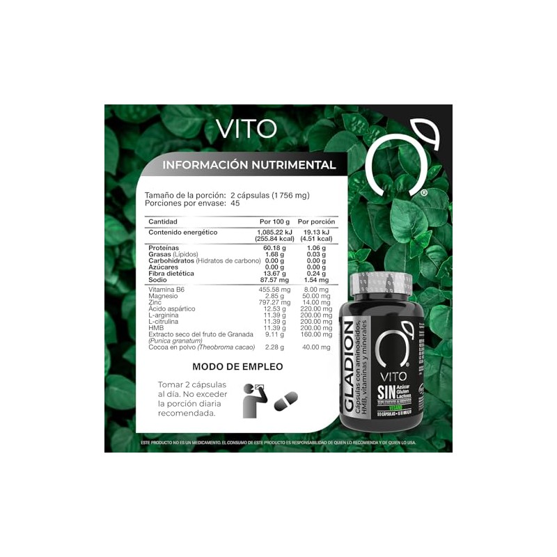 GLADION Precursor Aminoácidos HMB Vitaminas y Minerales - 90 Cápsulas