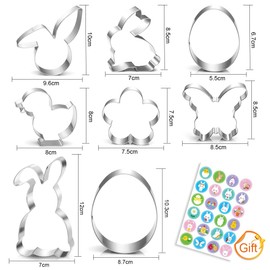 Easter Cookie Cutters, Set of 8, Easter Set, Easter Stainless Steel Cookie Cutters, Easter Cookie Cutters for Baking, Rabbit, Chick, Egg, Rabbit Head, Flower, Butterfly