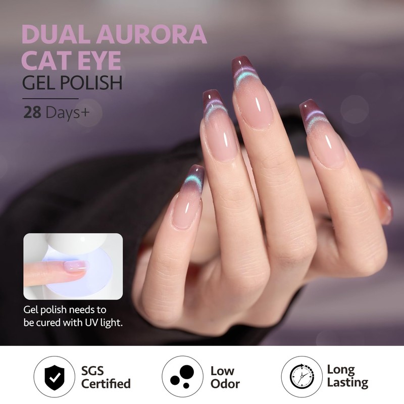 GAOY Cat Eye Gel Nail Polish, 16ml Glitter Holographic Nail