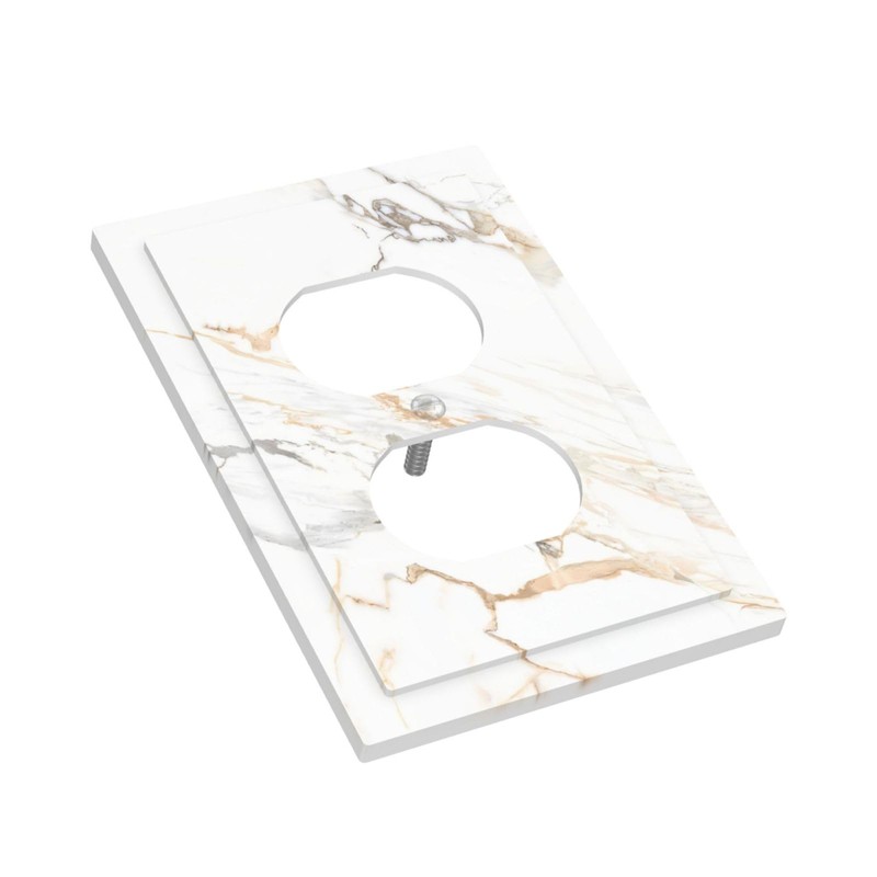LWDZLHD White Gold Marble Outlet Covers Light Switch Cover Wall