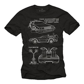 Cool Print T-Shirts for Men - Future Time Machine Funny Gifts for Geeks Delorean Black S