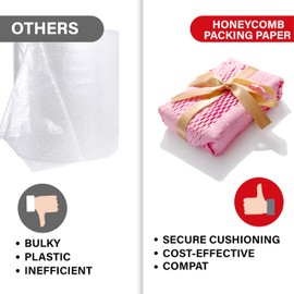 Pink Ready Roll Packaging Paper 30cm x 40m 131ft Honeycomb Cushioning Wrap Perforated-Packing 1 Rolls Honeycomb Wrap Roll Packing Honeycomb for Packing & Moving void fill paper bubble wrap