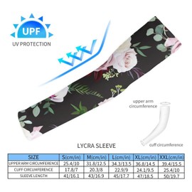 Xmkltbz 1 Pair Cooling Arm Sleeves, Unisex Warmer Spandex Sports Cover Uv Sun Protection for Cycling Golf Running 2XL Print Seamless Pink White Roses Light Blue Succulent Green Leaves on Dark