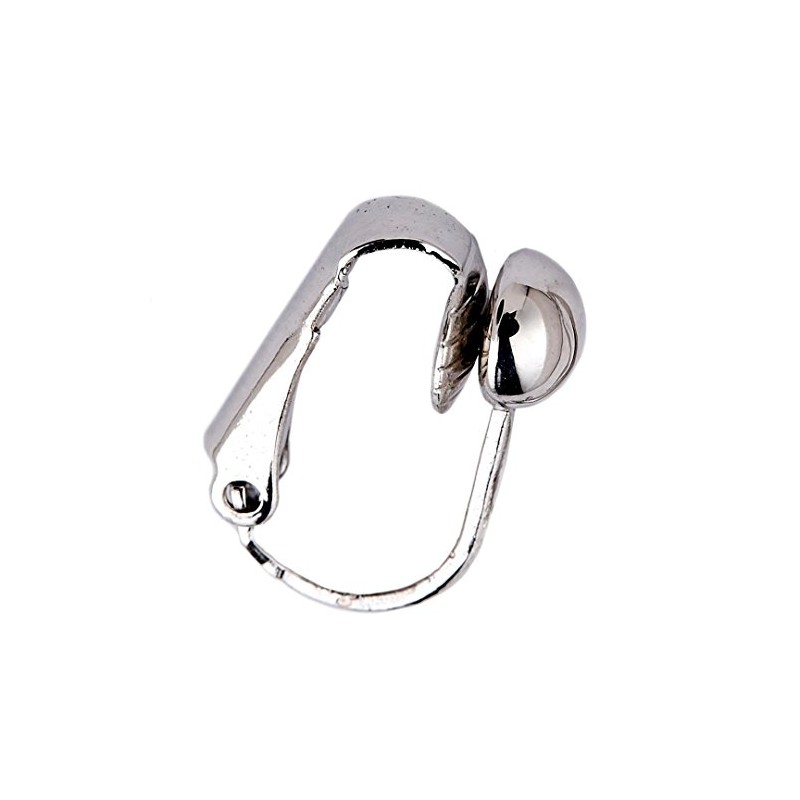 Clip On Earrings - Silver Plated Drop With Clear Crystals