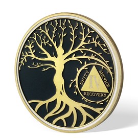 4 Year Tree of Life Sobriety Chip, AA Chips and Medallions - Sobriety Recovery Coin Sober Token | Sobriety Gifts for Celebrating Alcoholics Anonymous Recovery