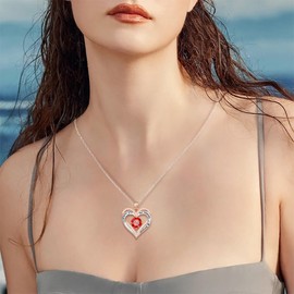 Memgift Women Necklaces Gifts for Her Sterling Silver Birthstone Necklaces Christmas Gifts for My Wife Heart Pendant Necklaces for Women Birthday Party Gifts from Husband