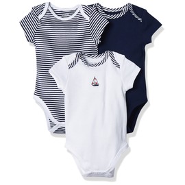 Little Me baby boys 3 Pack infant and toddler bodysuits, Navy/Multi, Newborn US