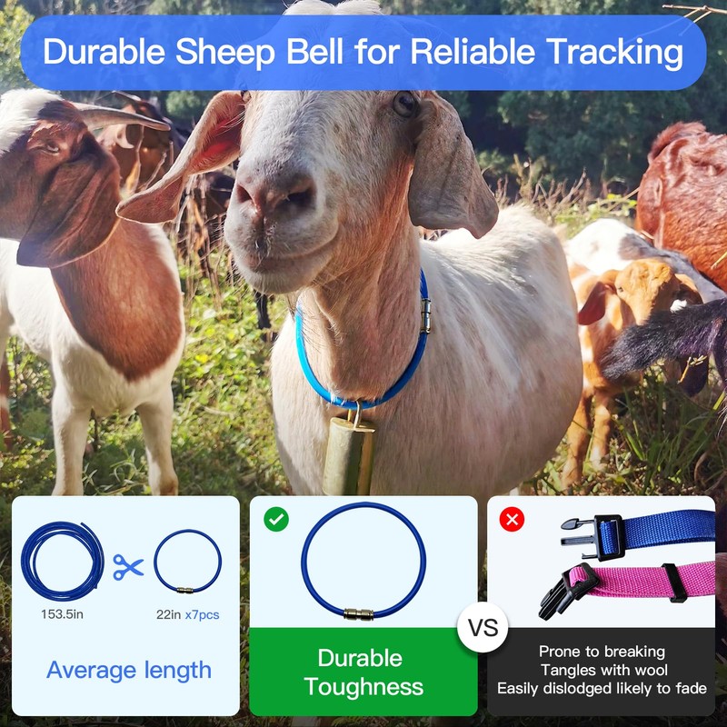 7-Pack Large Heavy Duty Goat & Sheep Pasture Bells with
