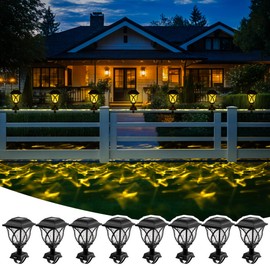 SUNCKET Solar Lights Outdoor, Solar Step Lights Waterproof Led Solar Lights for Fences, Outdoor Stairs, Step, Yard, Patio and Pathway, 8 Pack Warm Light