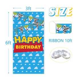 Happy Birthday Door Banner for Kids Boys Girls Birthday Party Decoration Supplies Cartoon Theme Toy Sign Birthday Party Door Background Banner