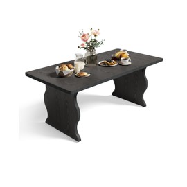 LITTLE TREE Modern Dining Table for 4-6, 63-Inch Rectangular Black Kitchen Table, Wood Kitchen & Dining Room Furniture