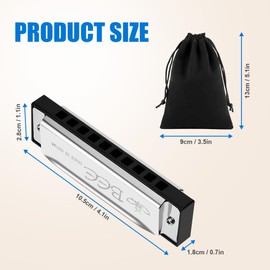 OFFCUP Blues Harmonica, 10 Holes 20 Tunes Blues harp Diatonic Harmonica, Harmonica Key of C Mouth Organ Perfect Music Gift for Beginner Adults Kids, Mini Blues Harmonica (Silver)