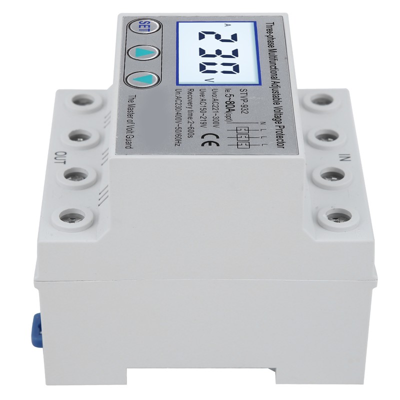 Adjustable Voltage Protector 3-Phase LCD Multifunctional Self-Resetting STVP-932 230v 400VAC(80A