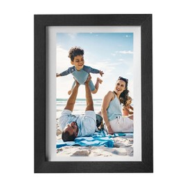 7x5 Black Picture Frame, Thin Border Photo Frame with Stand, Modern Style Wood Composite Picture Frame for Wall and Tabletop