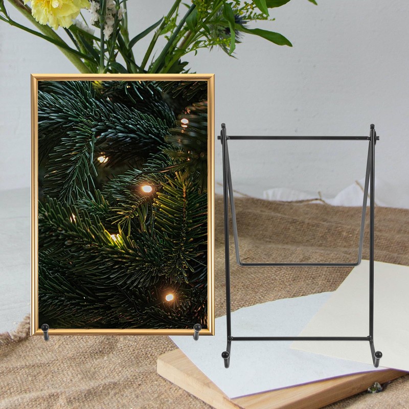 PRETYZOOM Photo Frame Stand Desktop Metal Plate Holder Artistic Work